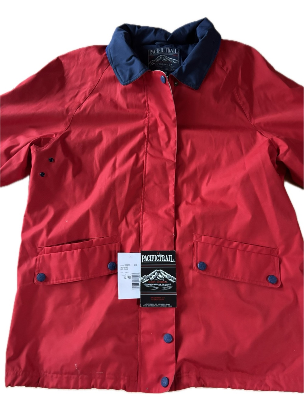 Vintage Pacific Trail Bayshore Red Flag Coat with Navy Collar